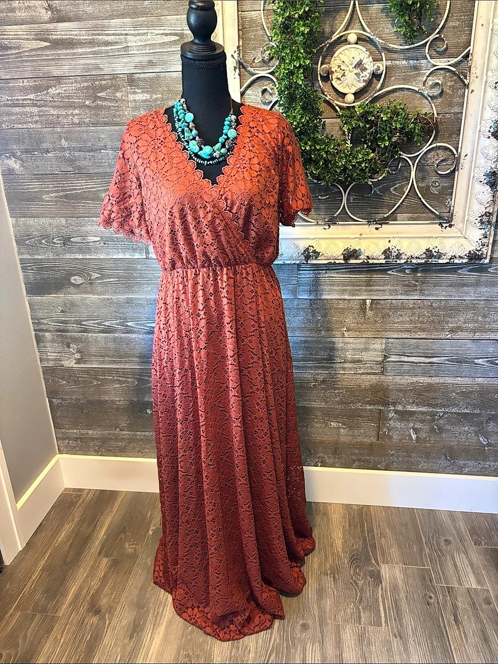 Baltic Born (Size Large) NWOT Floral Lace Taracotta Maxi Dress